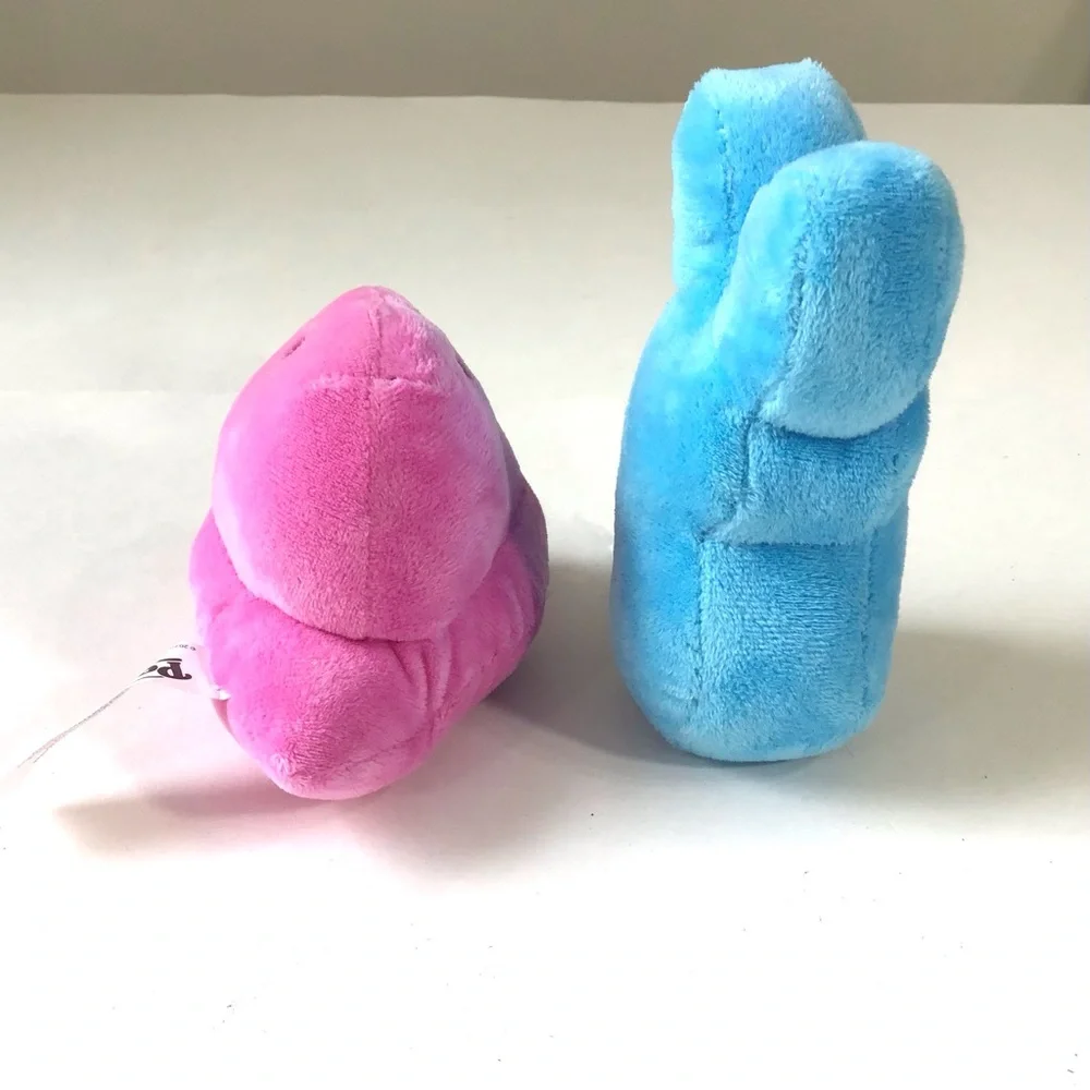 PEEPS Easter Plush Pink Chick & Blue Bunny Rabbit Lot Of 2 Bean Weighted Bottoms